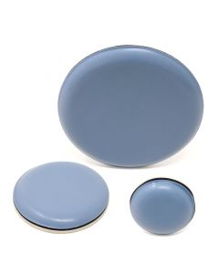 Selbstklebende PTFE-Gleiter, Stärke ca. 5 mm, Grau-Blau, rund, viele Größen